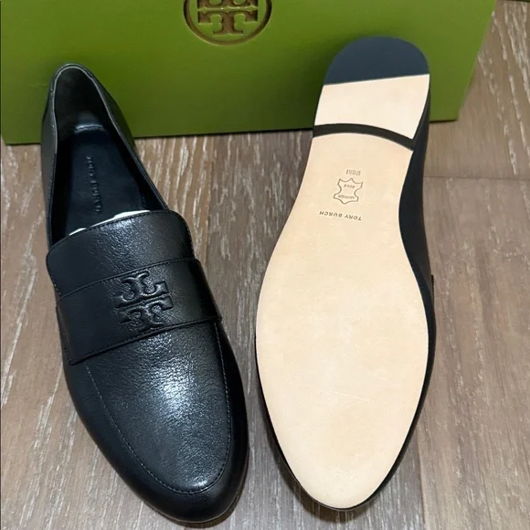 Tory Burch Black Pebbled Leather Penny Loafers - Picture 3 of 14